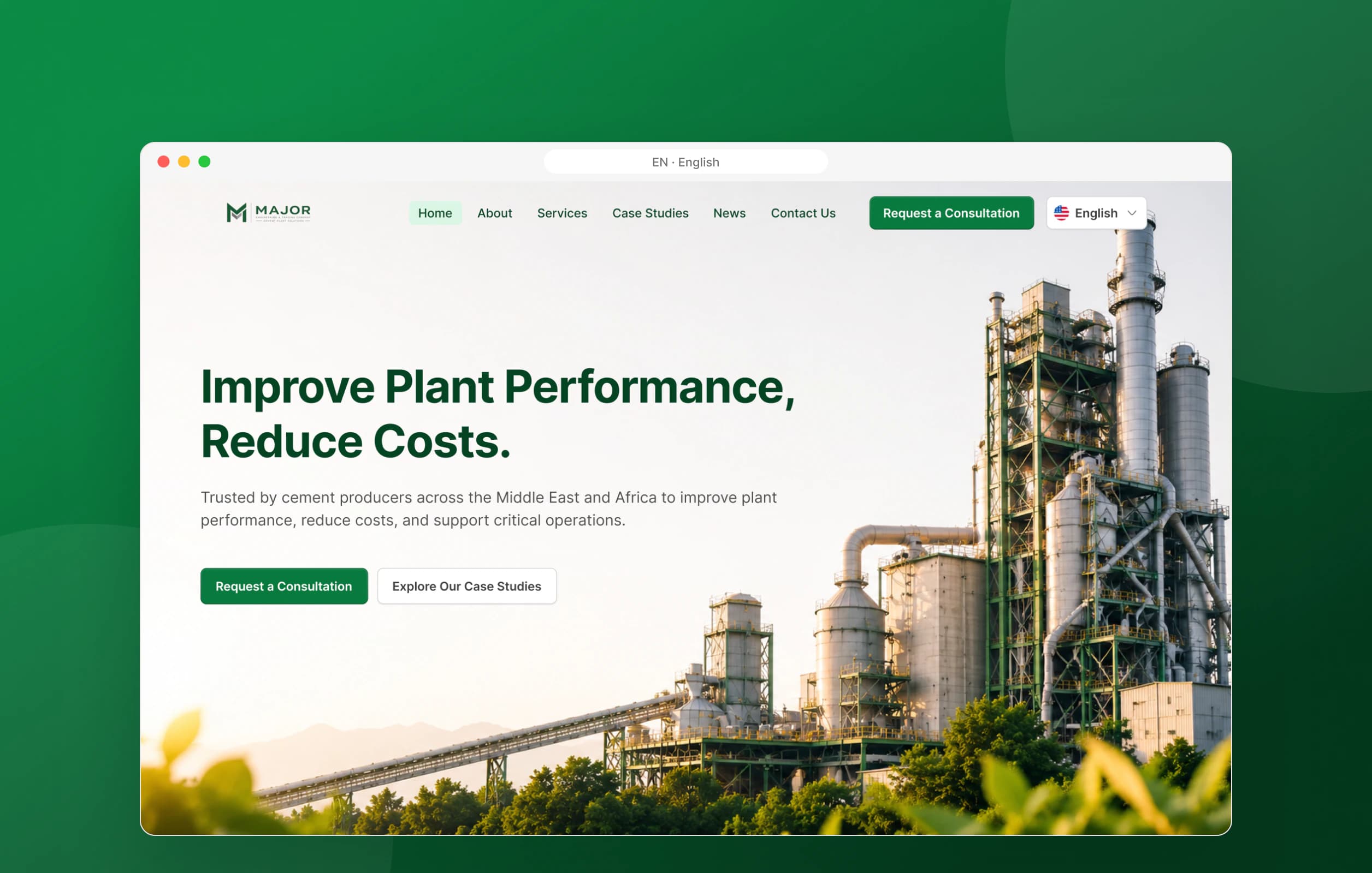 Major website home page: improve plant performance, reduce costs